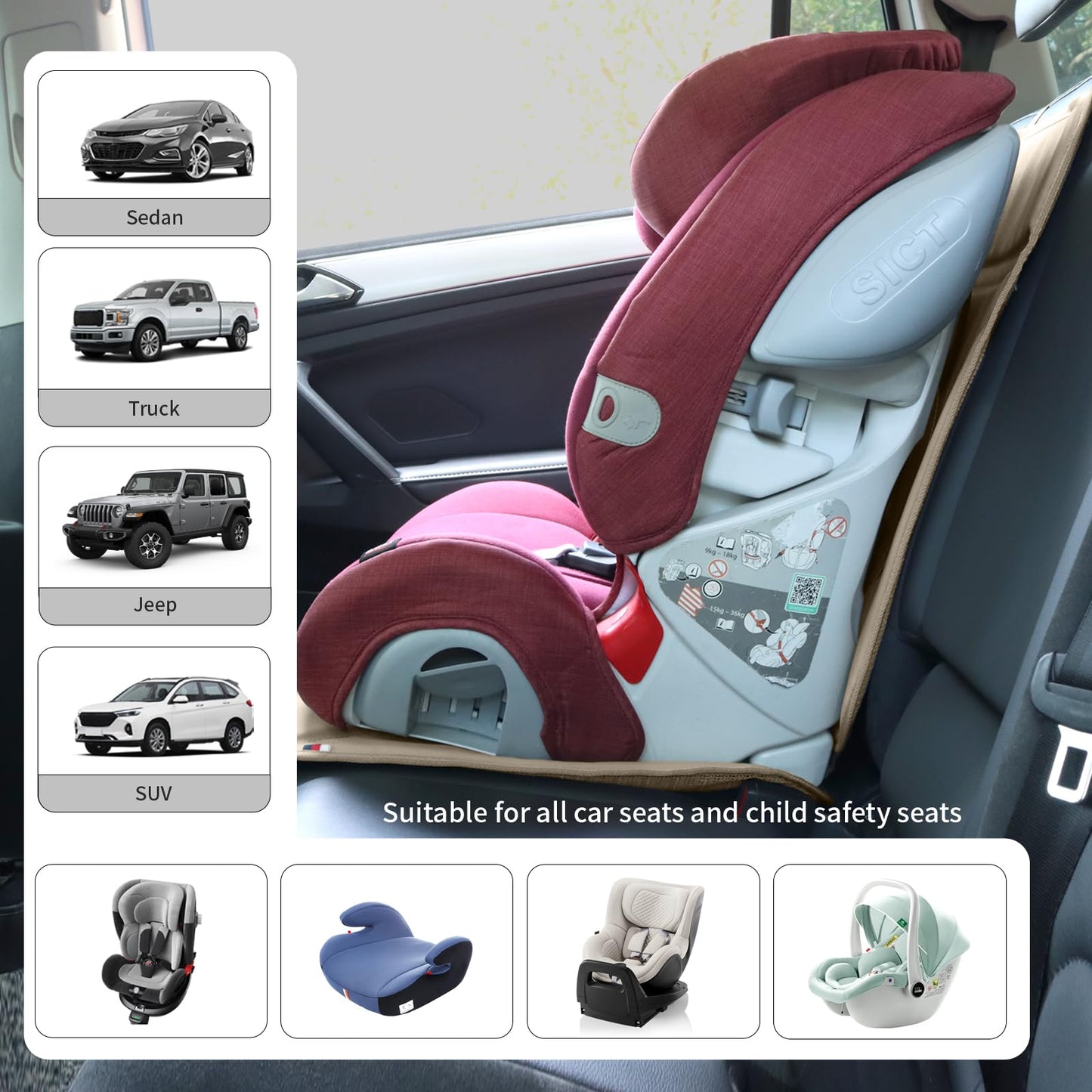 MORROLS Waterproof Car Seat Protectors for Kids & Pets