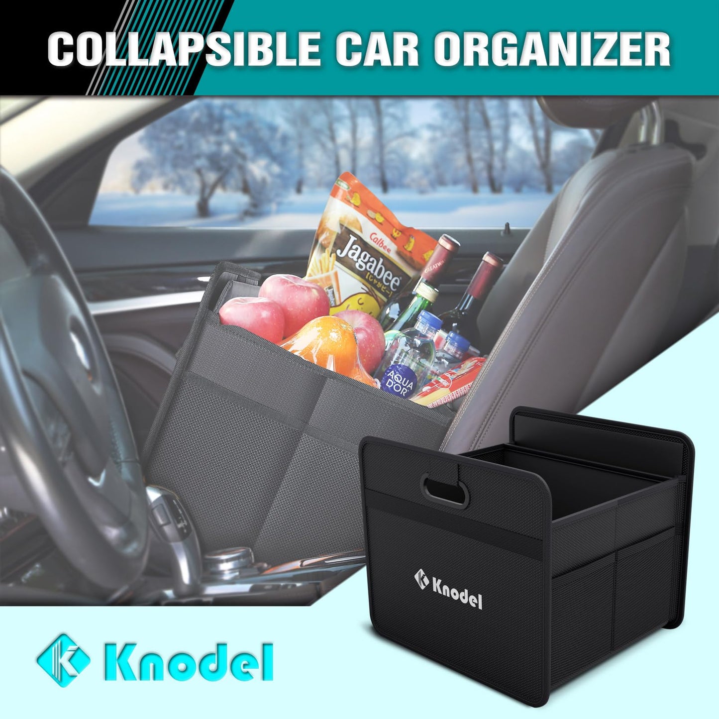 K KNODEL Car Storage Organizer with Reinforced Handles