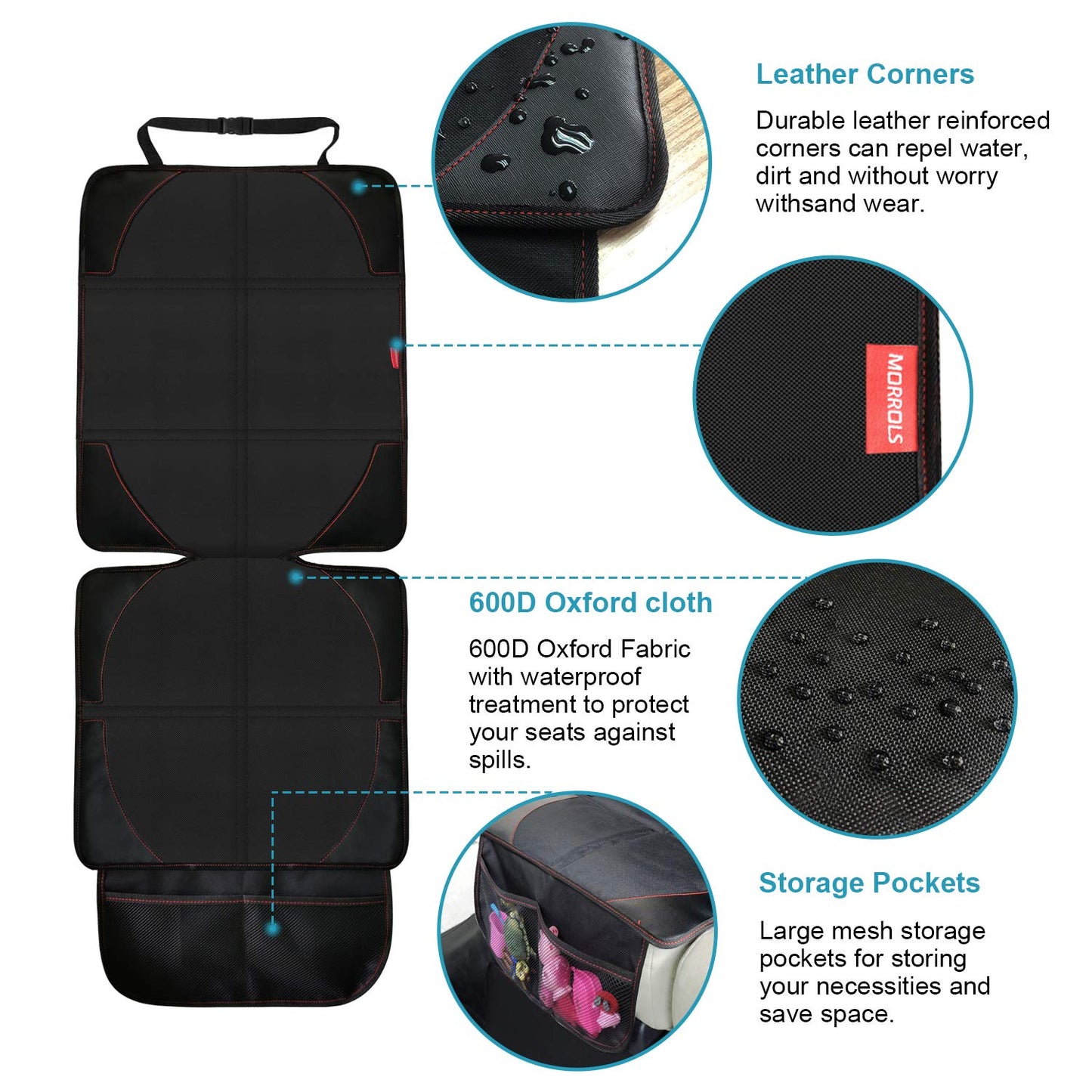 MORROLS Thick Padded Car Seat Cover with Mesh Pockets
