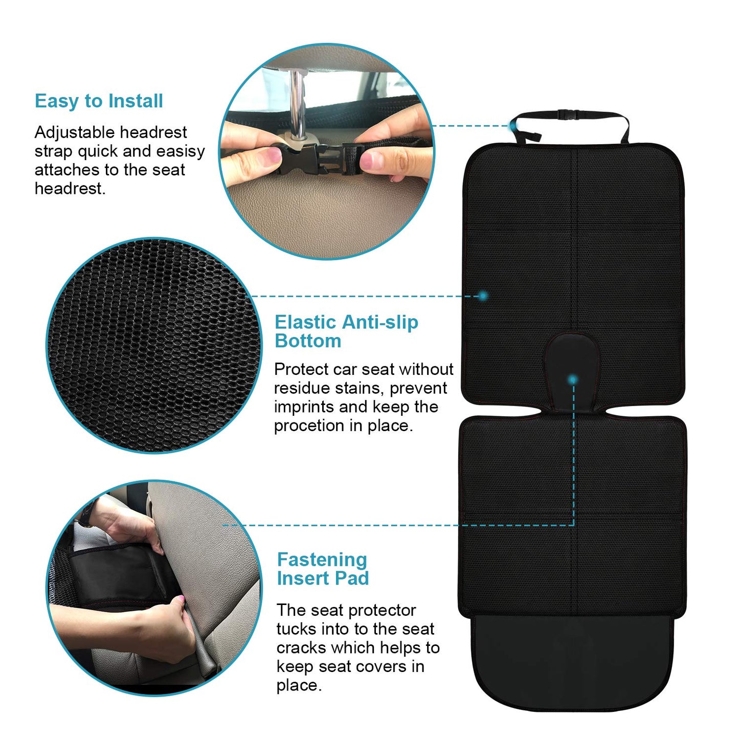 MORROLS Thick Padded Car Seat Cover with Mesh Pockets